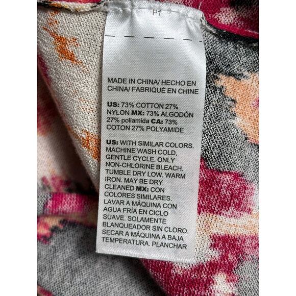 Chico's Open Front Cardigan Sweater Womens Size 1 US M Raspberry Red Floral - Picture 5 of 8